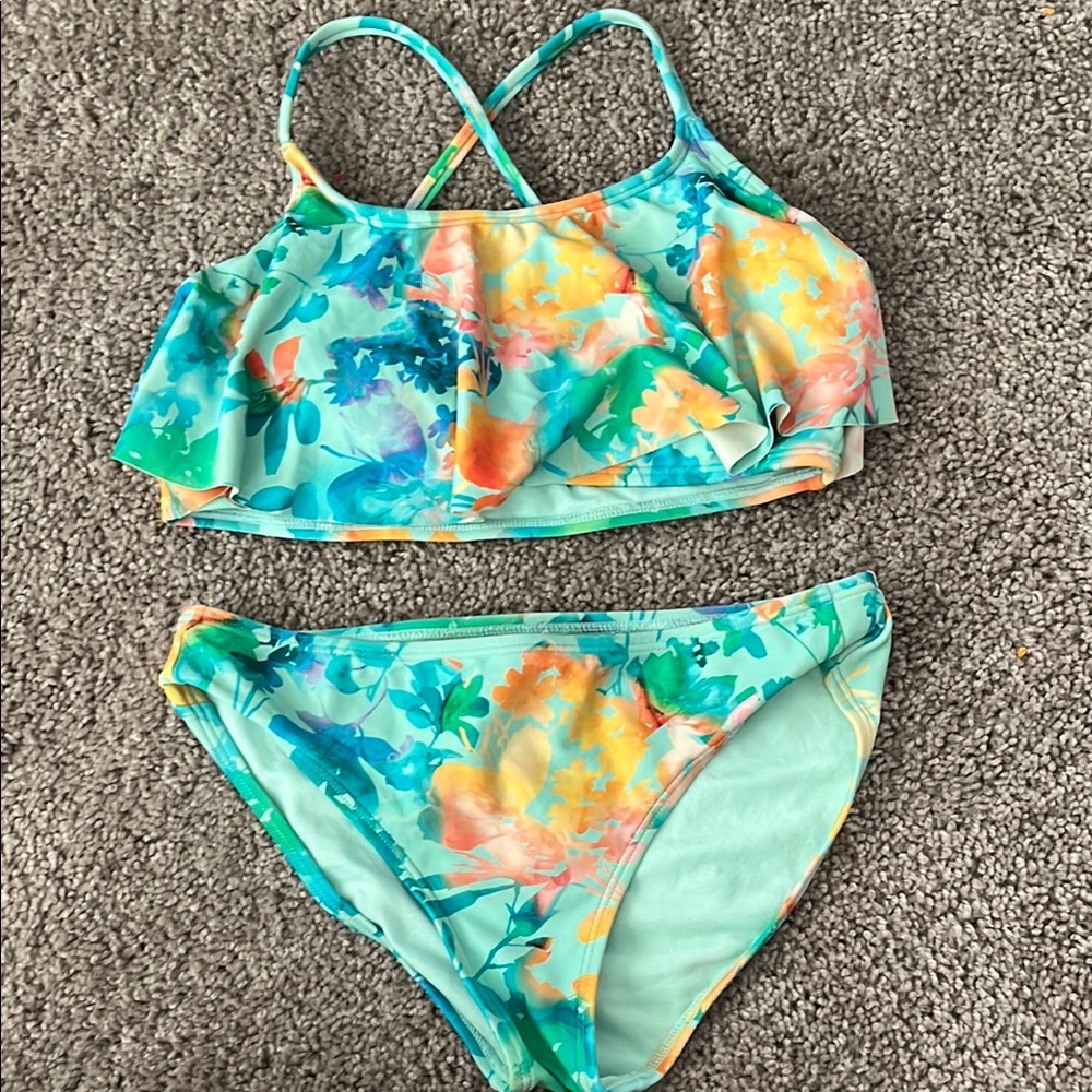 Athleta Blue and Orange Bikini Sporty Two-Piece Swimwear